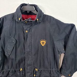 Ariat Jacket Women's Large Black Canvas Full Zip Chore Barn Farm Heavyweight VTG